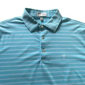 NEW Peter Millar Polo Shirt Mens Medium Teal Blue Myers Park Golf Summer Comfort